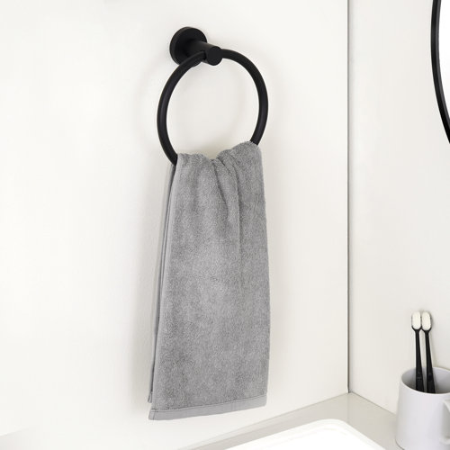 KES Towel Ring for Bathroom Round Matte Black Wall Mount SUS304